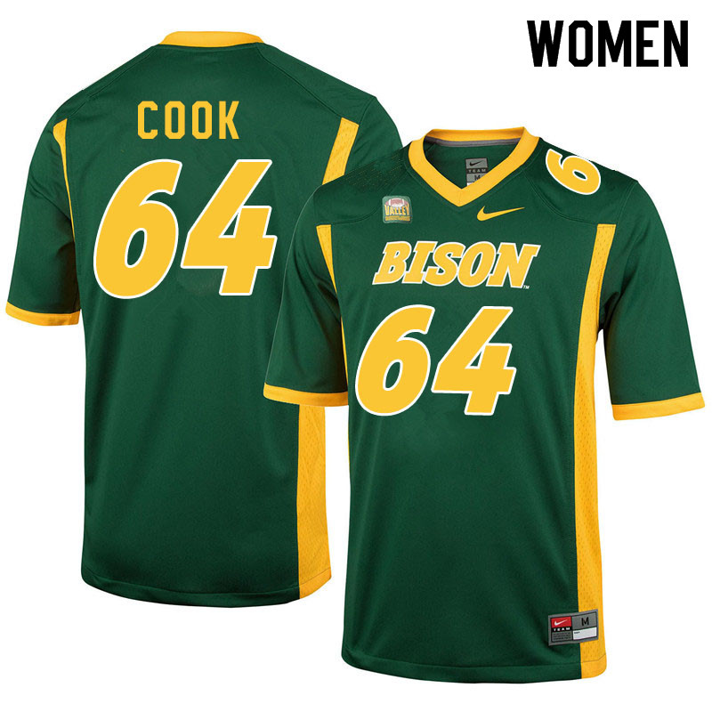 Women #64 Brendan Cook North Dakota State Bison College Football Jerseys Sale-Green